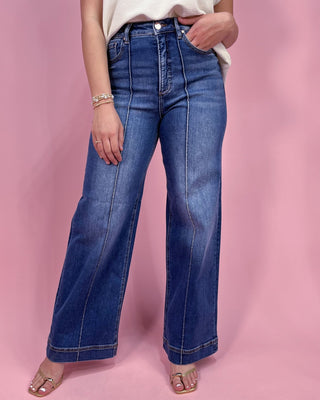 The Gwen TC HR Wide Dark Wash Jeans - All About You