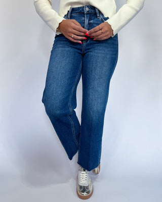 The Hannah HR Crop Wide Frayed Hem Jeans - All About You