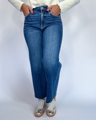 The Hannah HR Crop Wide Frayed Hem Jeans - All About You