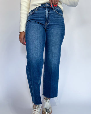 The Hannah HR Crop Wide Frayed Hem Jeans - All About You