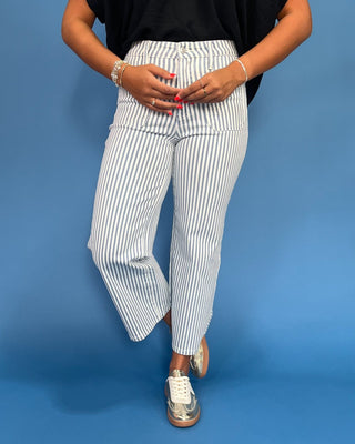 The Jessica Pinstripe HR Wide Leg Jeans - All About You