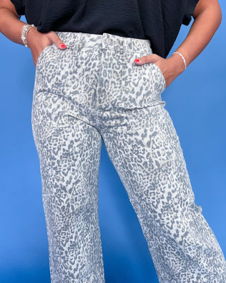 The Karlie Light Leopard Baggy Wide Jeans - All About You