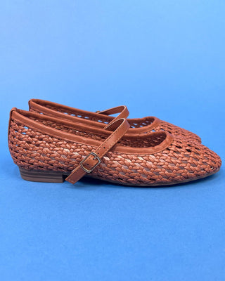The Laina Woven Mary Jane Tan Flats - All About You