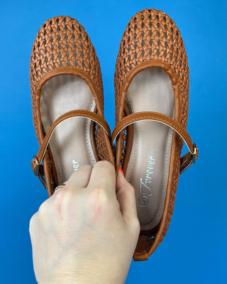The Laina Woven Mary Jane Tan Flats - All About You