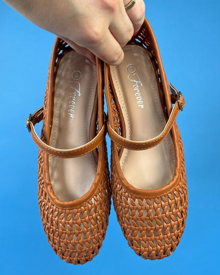 The Laina Woven Mary Jane Tan Flats - All About You