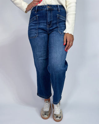 The Lisa Front Pocket Crop Dark Jeans - All About You