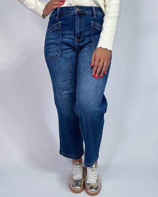 The Lisa Front Pocket Crop Dark Jeans - All About You