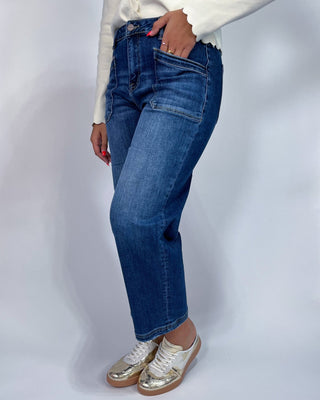 The Lisa Front Pocket Crop Dark Jeans - All About You