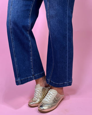 The Malea MR Crop Wide Dark Wash Jeans - All About You