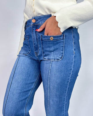The Maria HR Front Pintuck Patch Pocket Jeans - All About You