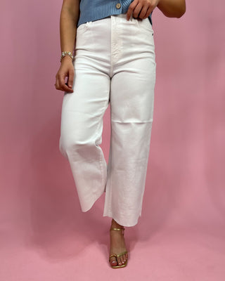 The Mayci White Clean Cropped Wide Leg Jeans - All About You