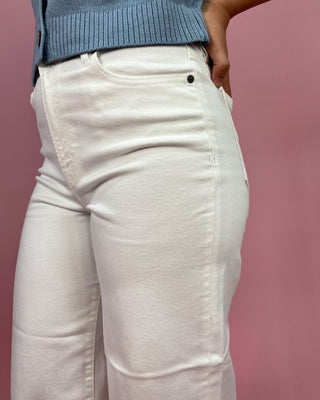 The Mayci White Clean Cropped Wide Leg Jeans - All About You