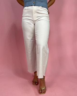 The Mayci White Clean Cropped Wide Leg Jeans - All About You