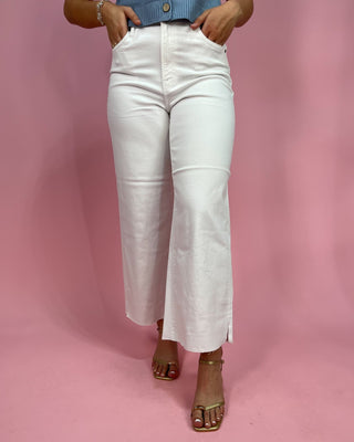 The Mayci White Clean Cropped Wide Leg Jeans - All About You