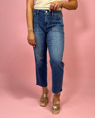 The Mylie HR Crop Straight Wide Leg Jeans - All About You