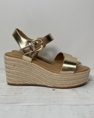 The Nadine Gold Metallic Espadrille Wedge - All About You