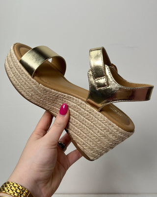 The Nadine Gold Metallic Espadrille Wedge - All About You
