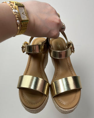 The Nadine Gold Metallic Espadrille Wedge - All About You