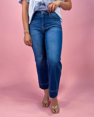 The Natalie HR Wide Leg Cropped Dark Wash Denim Jeans - All About You Boutique & Gifts