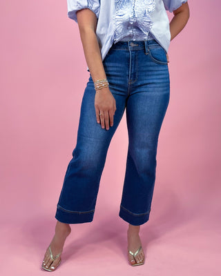 The Natalie HR Wide Leg Cropped Dark Wash Denim Jeans - All About You Boutique & Gifts