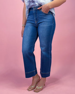 The Natalie HR Wide Leg Cropped Dark Wash Denim Jeans - All About You Boutique & Gifts