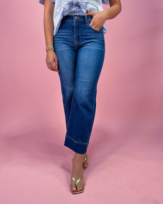 The Natalie HR Wide Leg Cropped Dark Wash Denim Jeans - All About You Boutique & Gifts