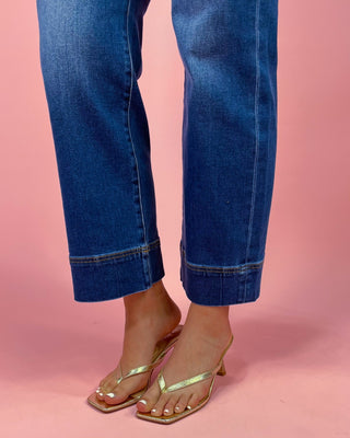 The Natalie HR Wide Leg Cropped Dark Wash Denim Jeans - All About You Boutique & Gifts