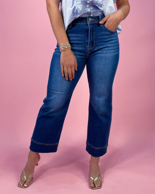 The Natalie HR Wide Leg Cropped Dark Wash Denim Jeans - All About You Boutique & Gifts