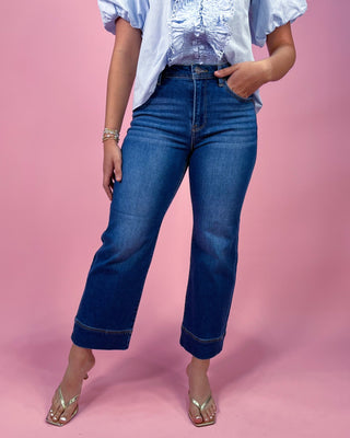 The Natalie HR Wide Leg Cropped Dark Wash Denim Jeans - All About You Boutique & Gifts