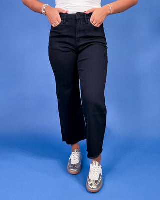 The Nevaeh Wide Leg Crop Black Jeans - All About You