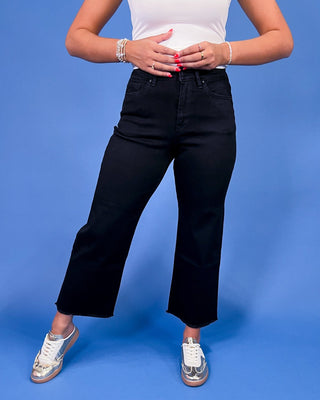 The Nevaeh Wide Leg Crop Black Jeans - All About You