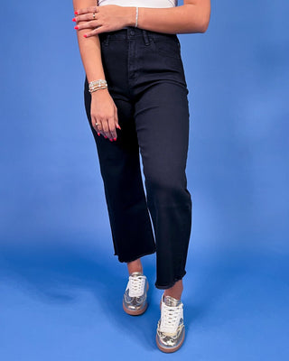 The Nevaeh Wide Leg Crop Black Jeans - All About You