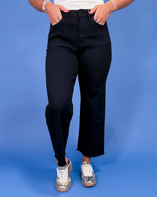 The Nevaeh Wide Leg Crop Black Jeans - All About You