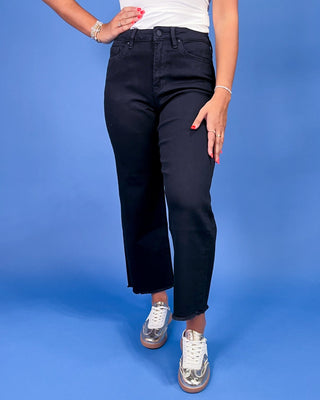 The Nevaeh Wide Leg Crop Black Jeans - All About You