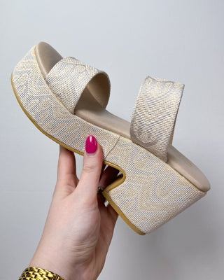 The Ophelia Beige Woven Platform Block Heel - All About You