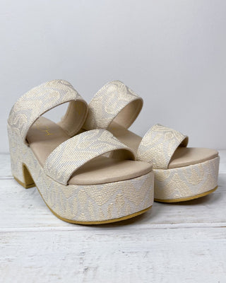 The Ophelia Beige Woven Platform Block Heel - All About You