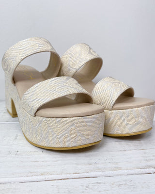 The Ophelia Beige Woven Platform Block Heel - All About You