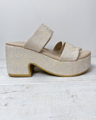 The Ophelia Beige Woven Platform Block Heel - All About You