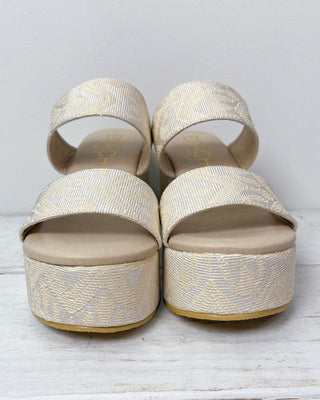The Ophelia Beige Woven Platform Block Heel - All About You