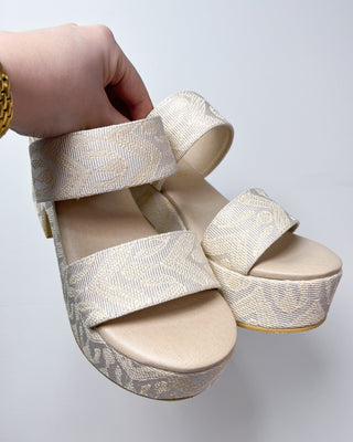 The Ophelia Beige Woven Platform Block Heel - All About You