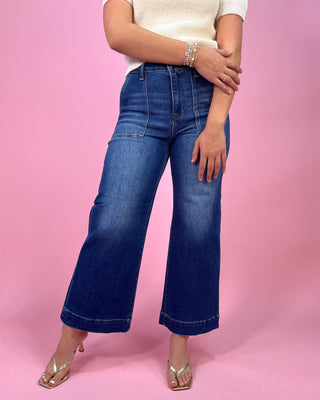 The Ora HR Ankle Wide Leg Front Patch Pocket Denim Jeans - All About You Boutique & Gifts