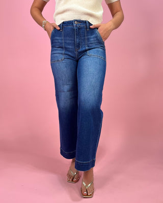 The Ora HR Ankle Wide Leg Front Patch Pocket Denim Jeans - All About You Boutique & Gifts