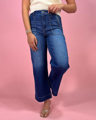 The Ora HR Ankle Wide Leg Front Patch Pocket Denim Jeans - All About You Boutique & Gifts