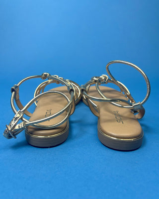The Penelope Metallic Gold Lace Sandals - All About You