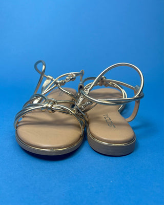 The Penelope Metallic Gold Lace Sandals - All About You