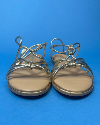 The Penelope Metallic Gold Lace Sandals - All About You