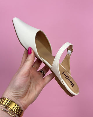 The Penelope White Pointed Toe Mule - All About You