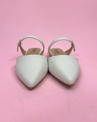The Penelope White Pointed Toe Mule - All About You
