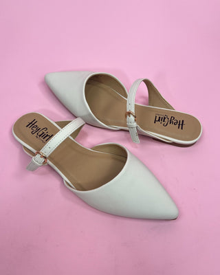 The Penelope White Pointed Toe Mule - All About You
