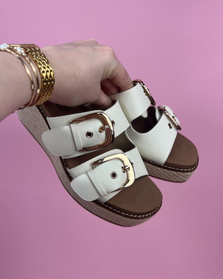 The Regina Ivory Gold Buckle Jute Wedge - All About You